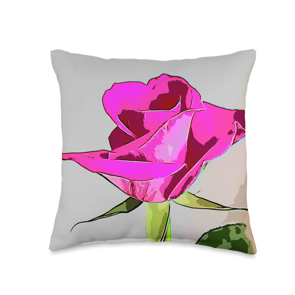 7090 Rose pink flower blooming roses floral pattern Throw Pillow